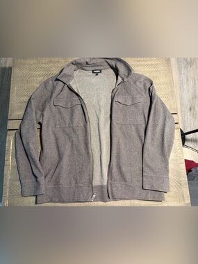 Express Men’s Gray/Brown Zip-Front Jacket